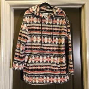 Tees2urdoor Striped Super Soft Fleece Hoodie - Size Large